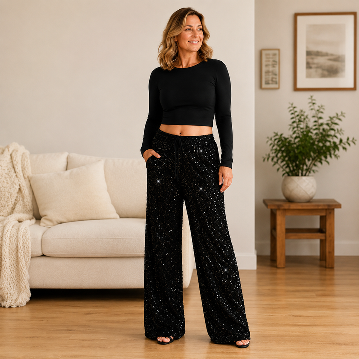 Natacha - Pantalones Rectos Con Cintura Elástica