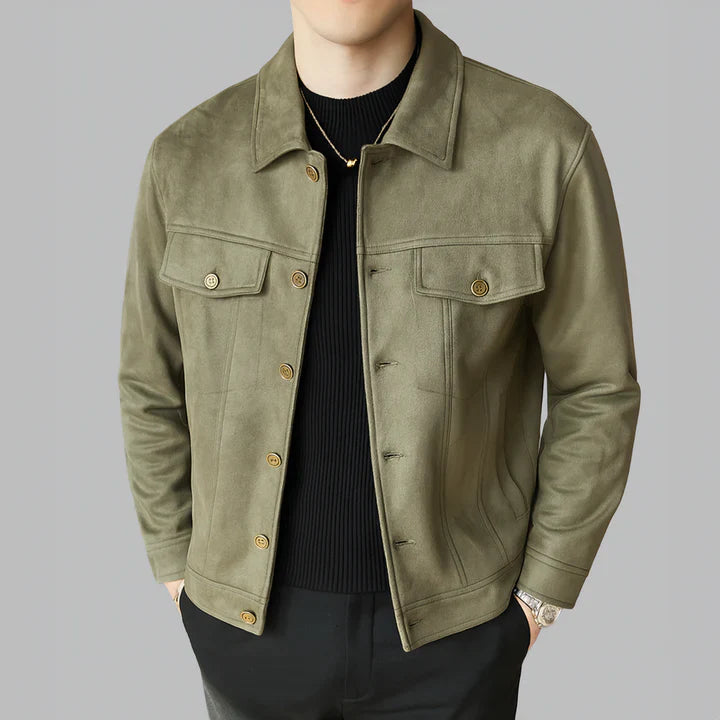 Davila - Chaqueta Elegante De Ante De Manga Larga