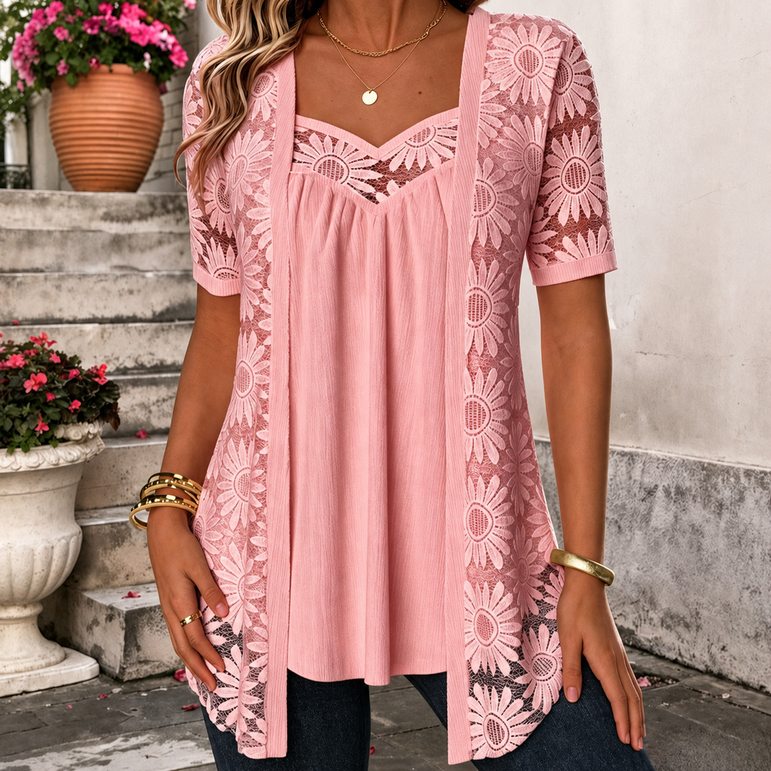 Yahaira - Blusa Elegante De Manga Corta