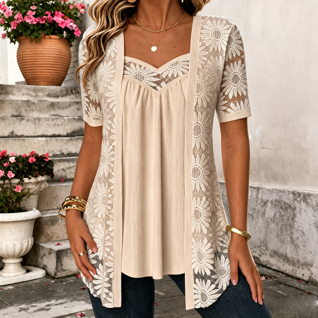 Yahaira - Blusa Elegante De Manga Corta