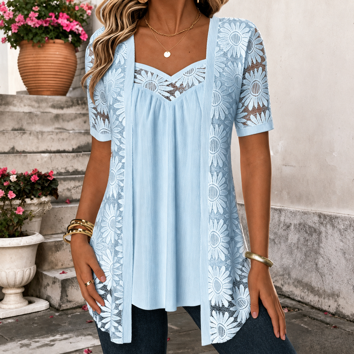 Yahaira - Blusa Elegante De Manga Corta