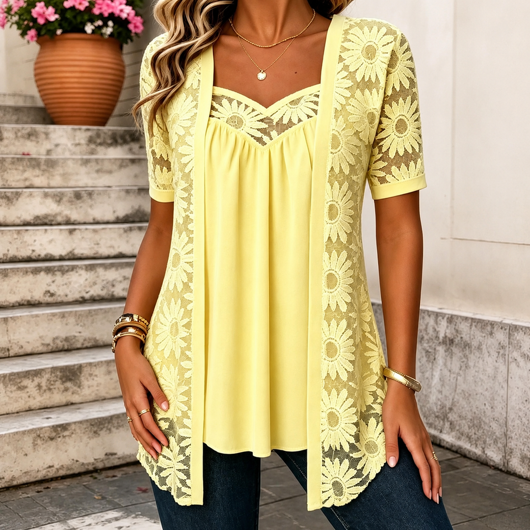 Yahaira - Blusa Elegante De Manga Corta