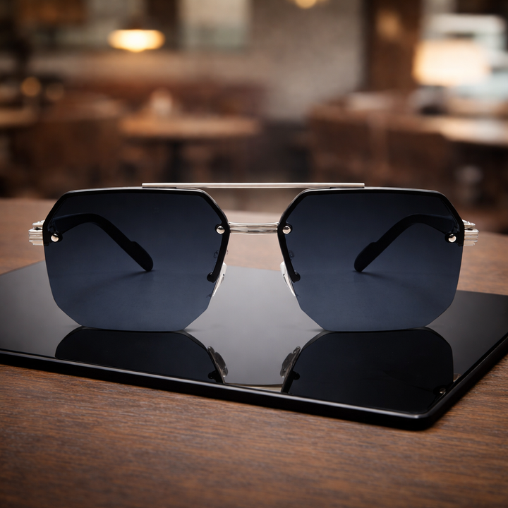 NoirEdge - Gafas De Sol Clásicas De Media Montura
