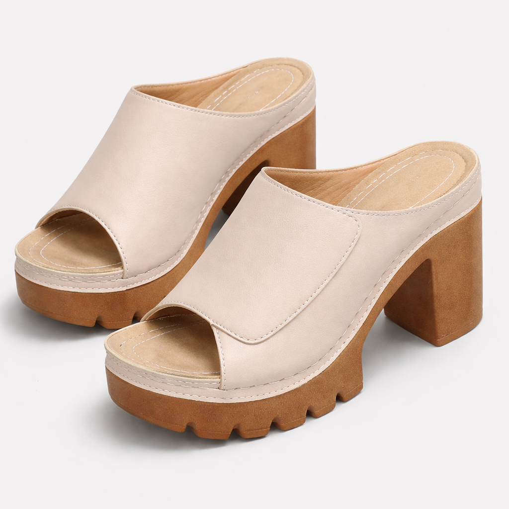 Nicolien - Sandalias de Tacón Grueso y Punta Abierta