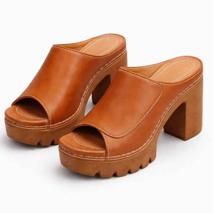 Nicolien - Sandalias de Tacón Grueso y Punta Abierta