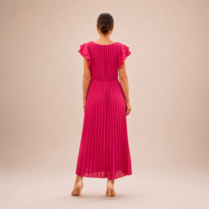 Linyza - Vestido Plisado De Manga Corta