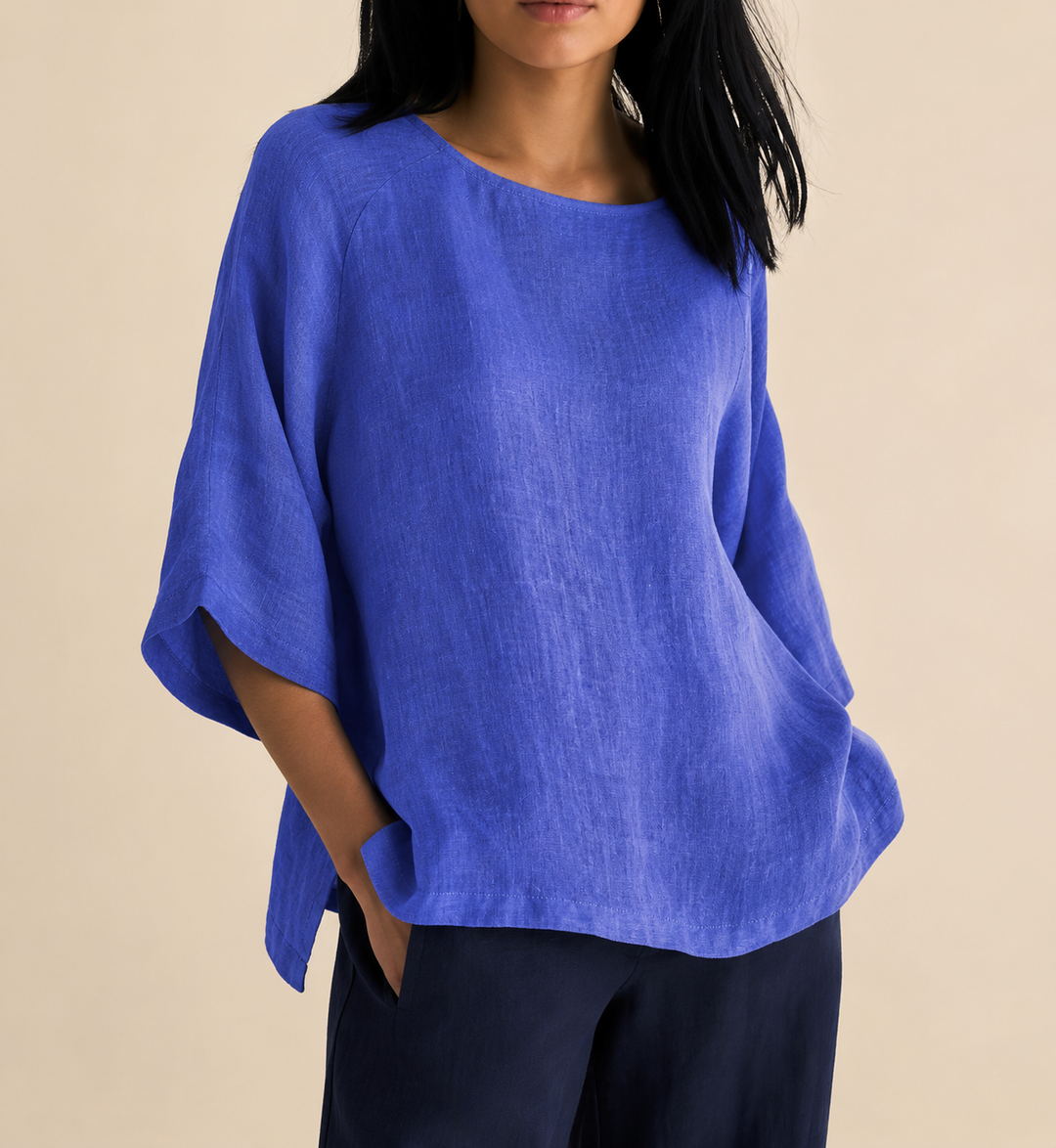 Steffi - Blusa Informal de Corte Oversize y Cuello Redondo