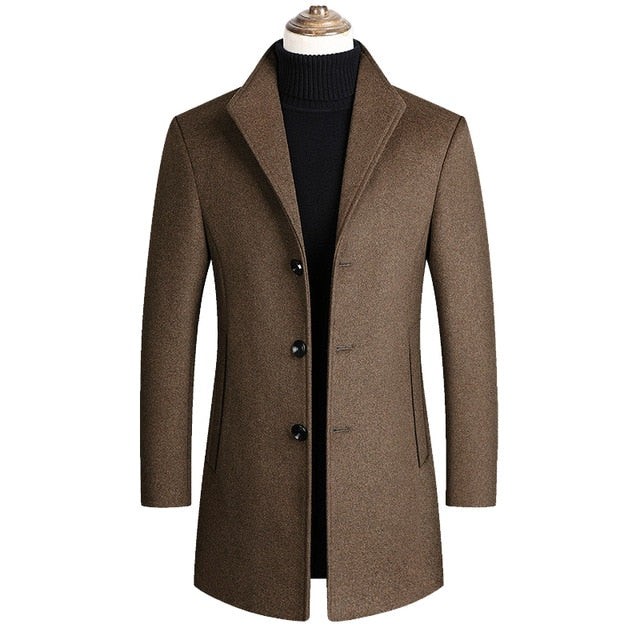 Morkvarg - Elegante Abrigo Largo De Invierno Con Botones