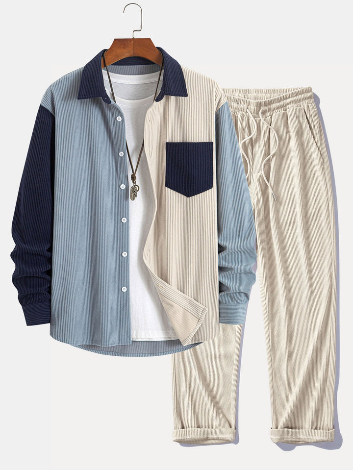 Dariel - Conjunto De Camisa y Pantalones De Pana Con Parches