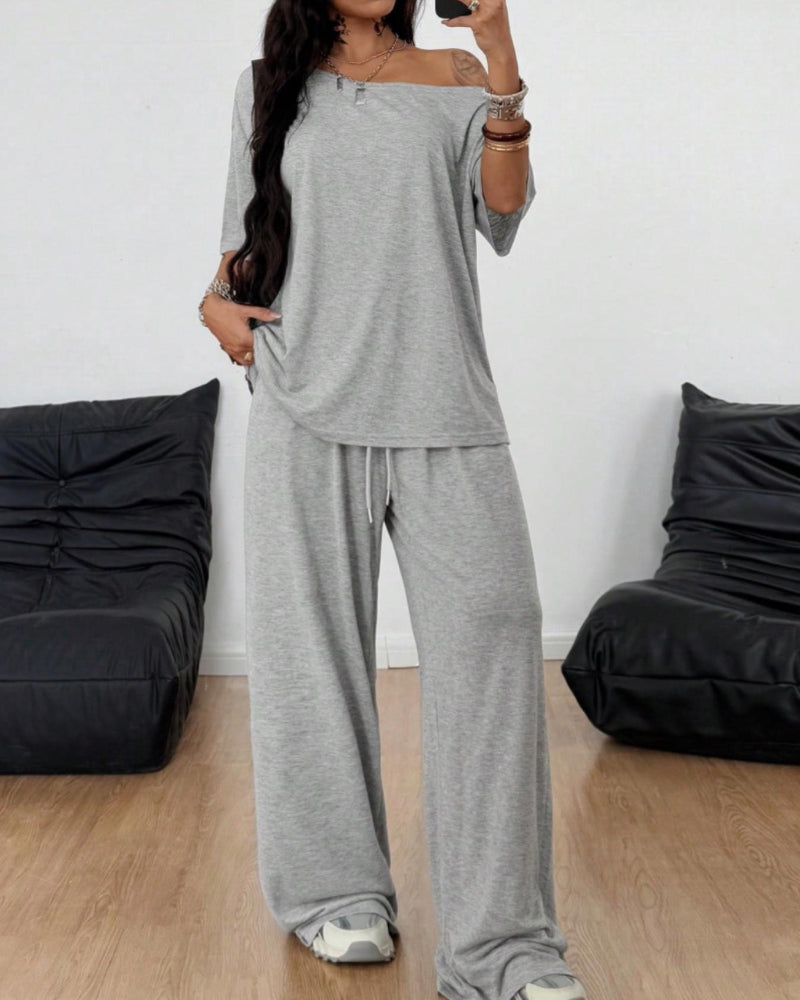 Ratirat - Conjunto de Blusa y Pantalones de Pierna Ancha