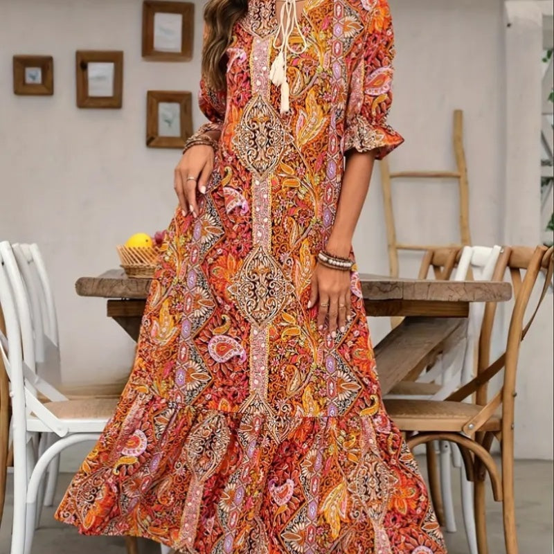 Aniy - Vestido Floral de Verano con Cuello en V