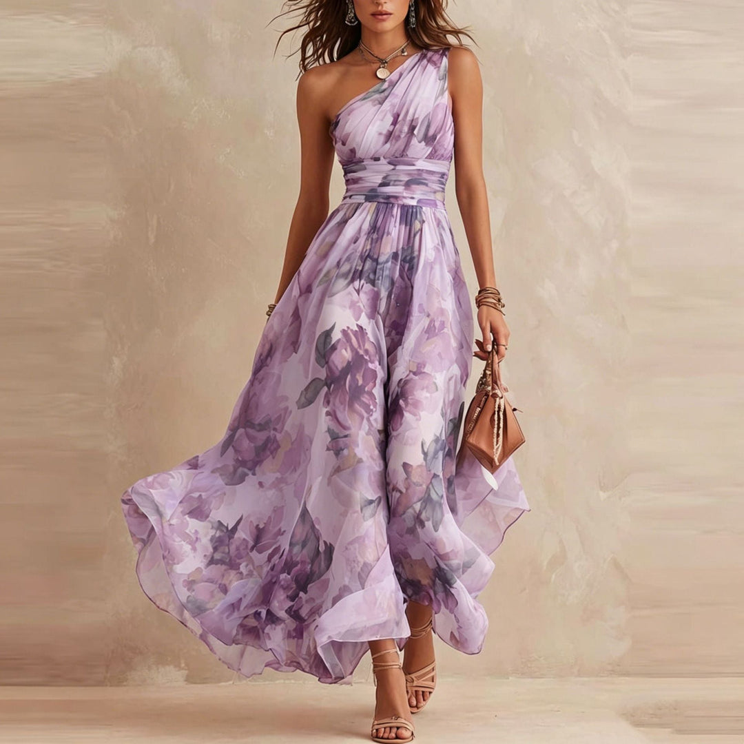 Lesena - Elegante Vestido Largo Con Estampado Floral