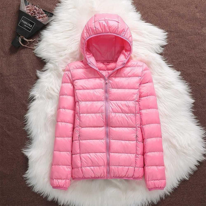 Manuela - Chaqueta Impermeable Con Plumas de Pato Blancas