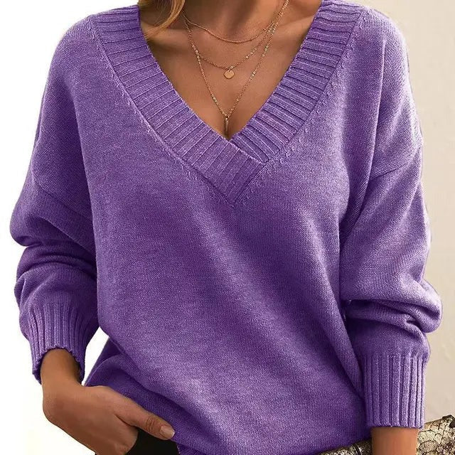Mordane - Elegante Jersey De Manga Larga Con Cuello En V