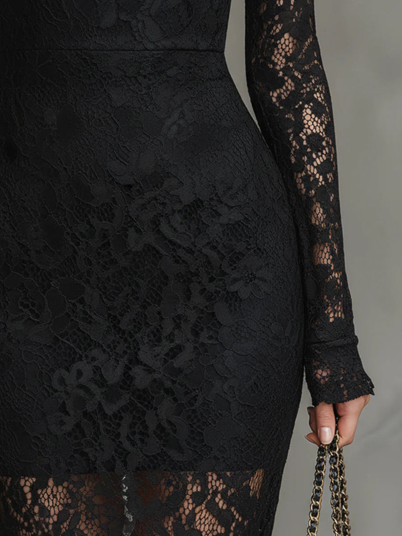 Yalissa - Vestido Largo de manga Larga con Encaje