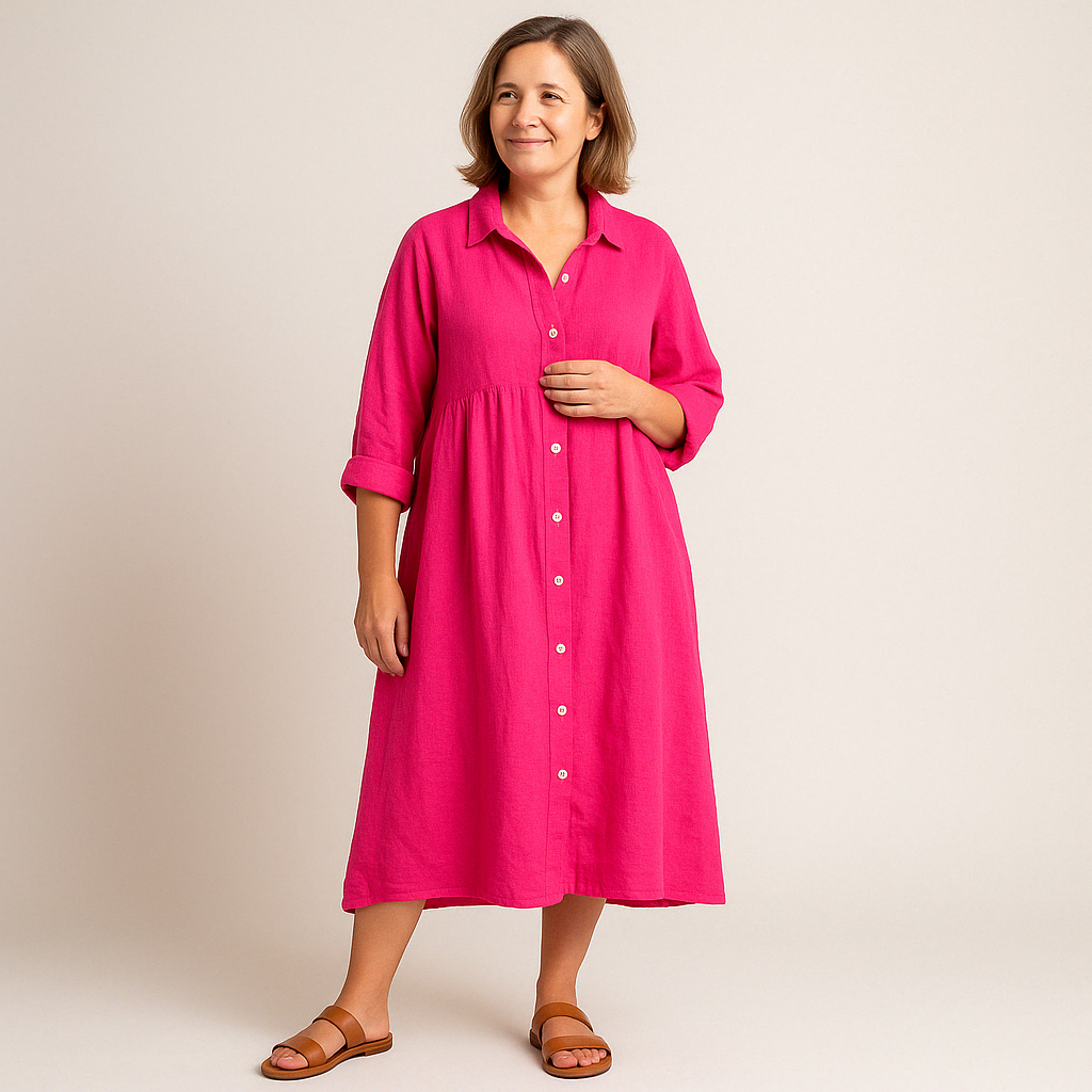Johana - Vestido Camisero de Algodón y Lino