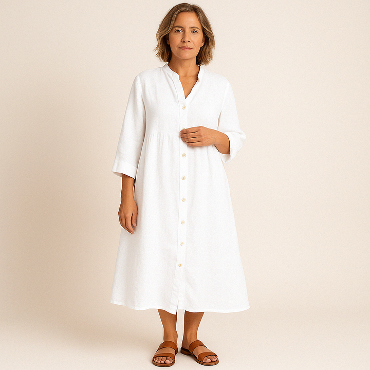 Johana - Vestido Camisero de Algodón y Lino