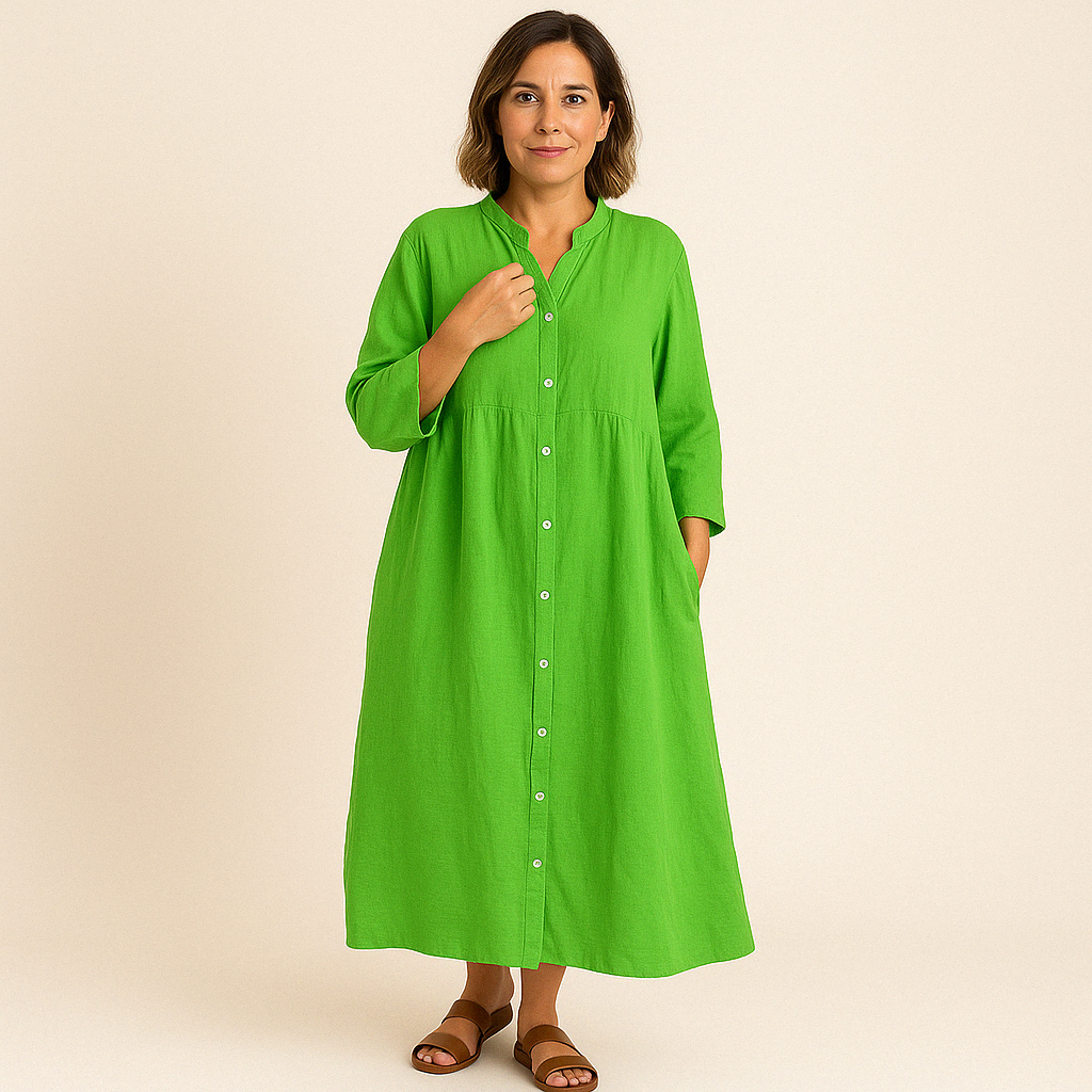 Johana - Vestido Camisero de Algodón y Lino