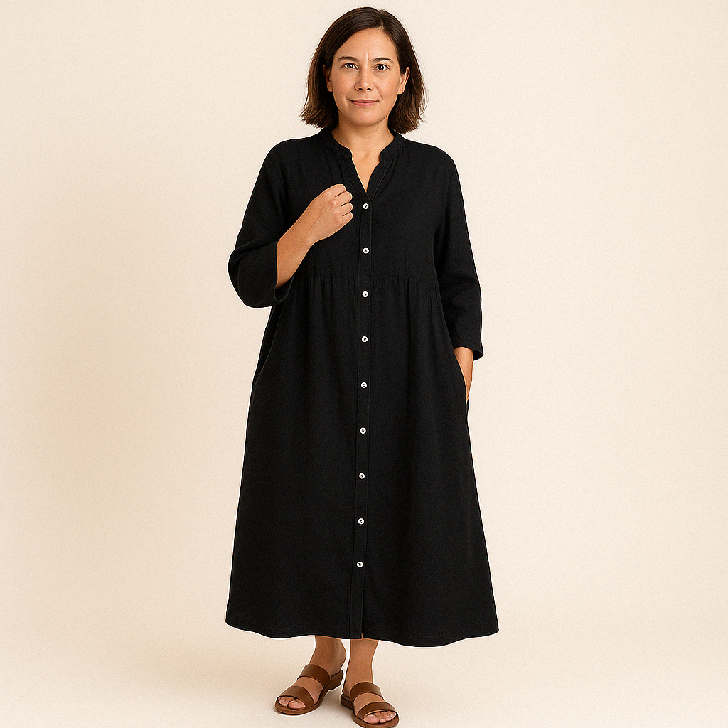 Johana - Vestido Camisero de Algodón y Lino