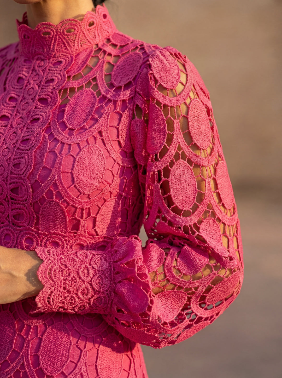 Maelle - Elegante Vestido De Encaje De Manga Larga