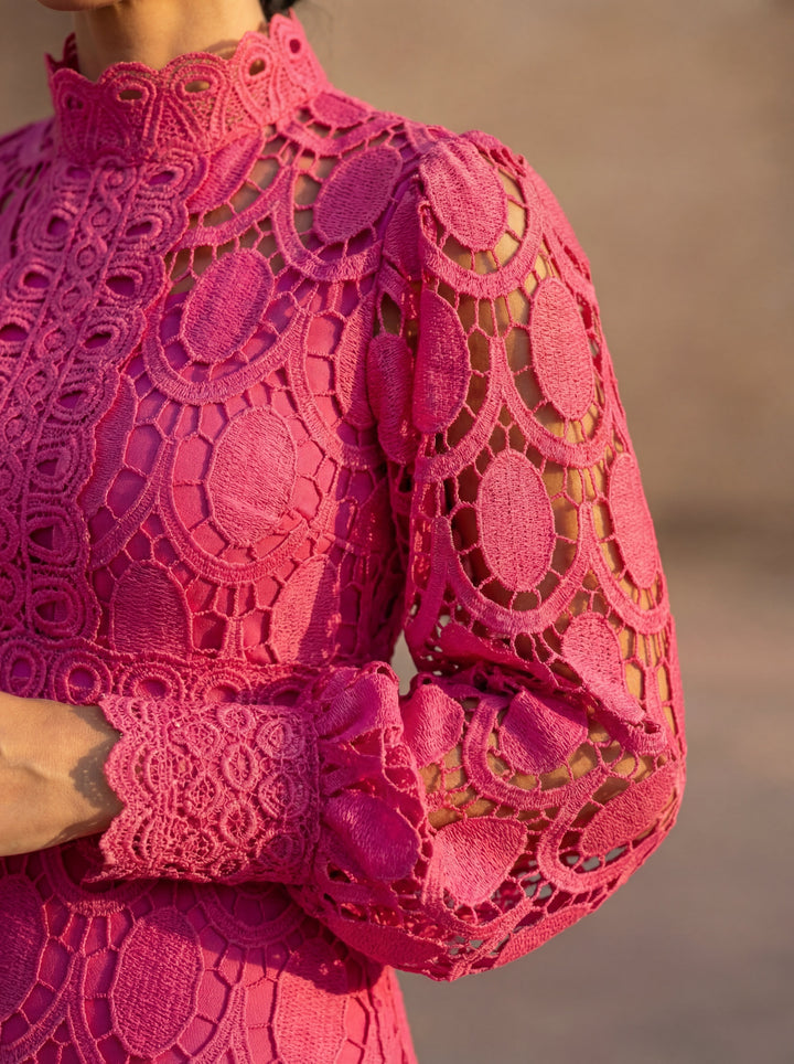 Maelle - Elegante Vestido De Encaje De Manga Larga