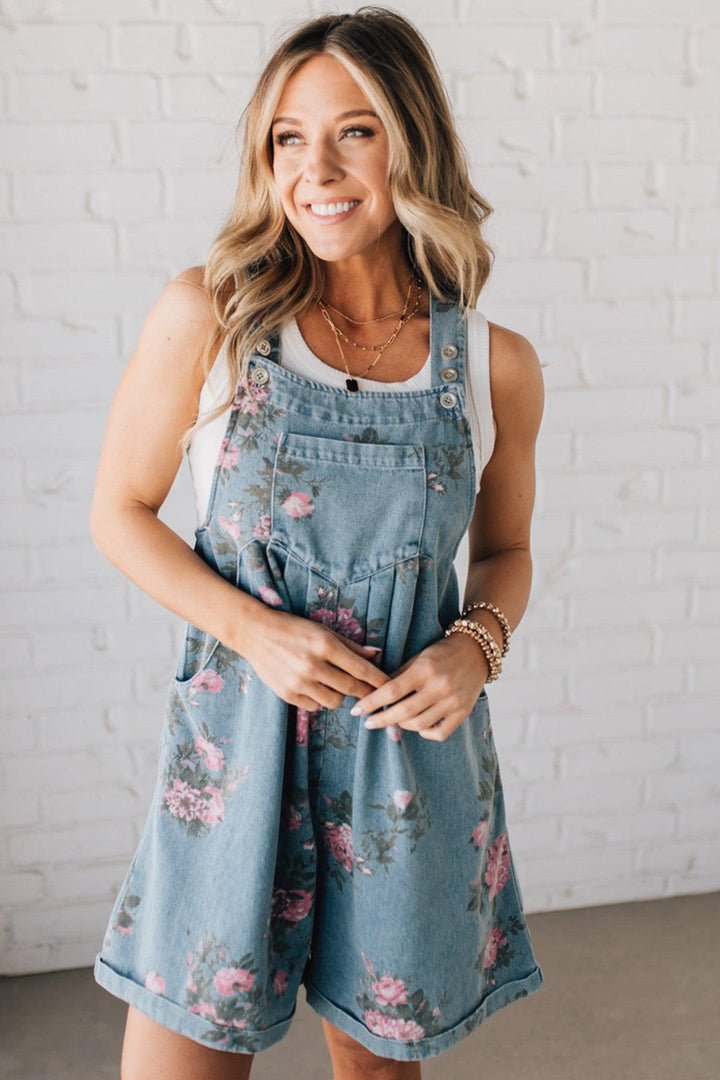 Katien - Mono de Denim con Estampado Floral