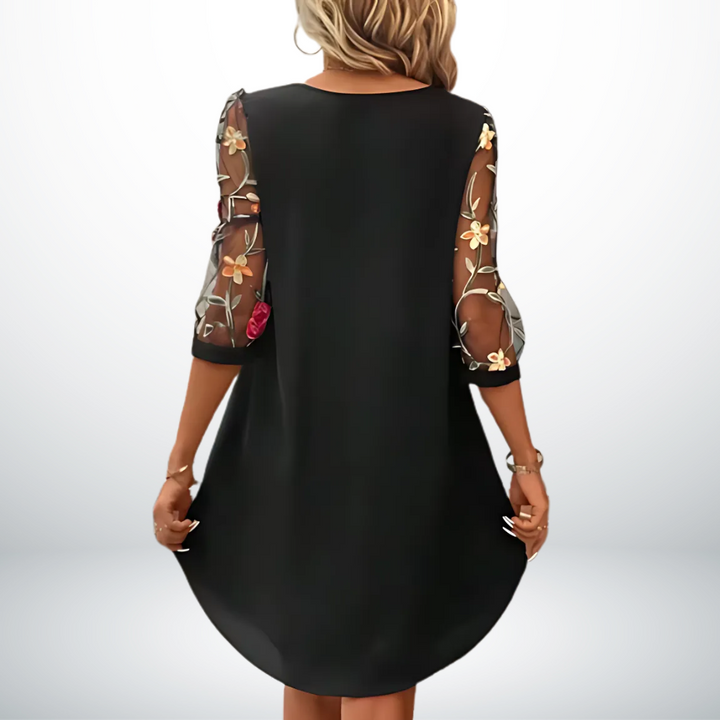 Dumelza - Mini Vestido Con Mangas Florales