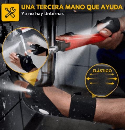 GlowGrip - Guantes Impermeables Con Linterna LED