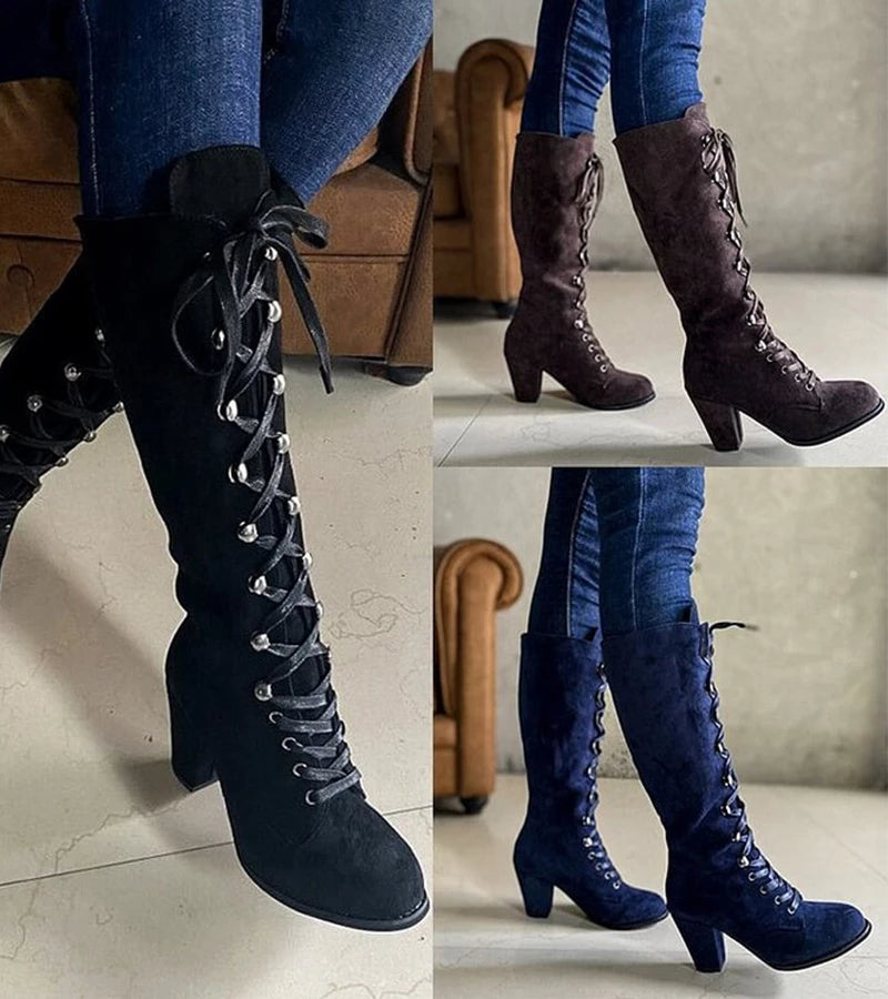 Asmita - Botas De Ante Con Cordones Y Tacón Alto