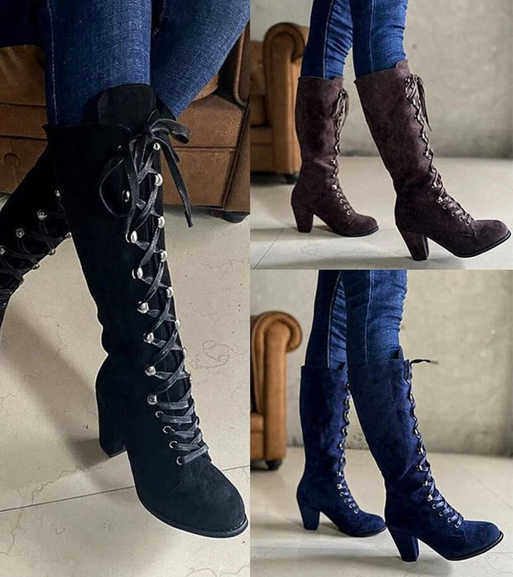 Asmita - Botas De Ante Con Cordones Y Tacón Alto