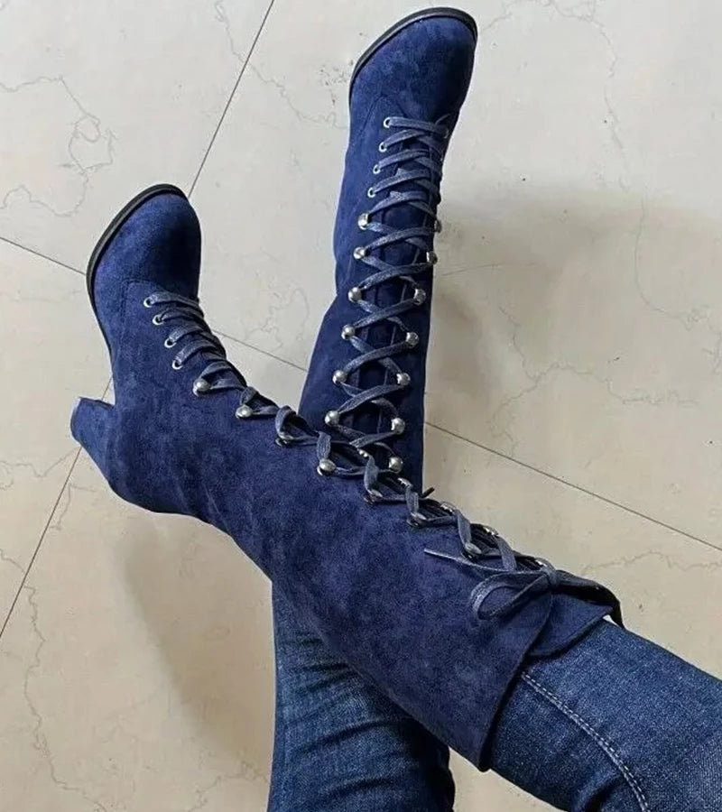 Asmita - Botas De Ante Con Cordones Y Tacón Alto