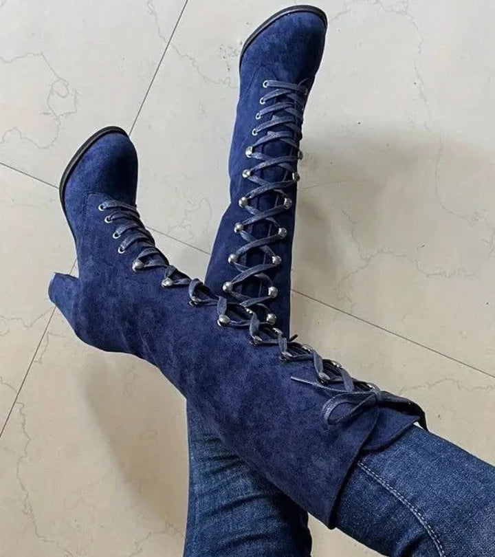 Asmita - Botas De Ante Con Cordones Y Tacón Alto