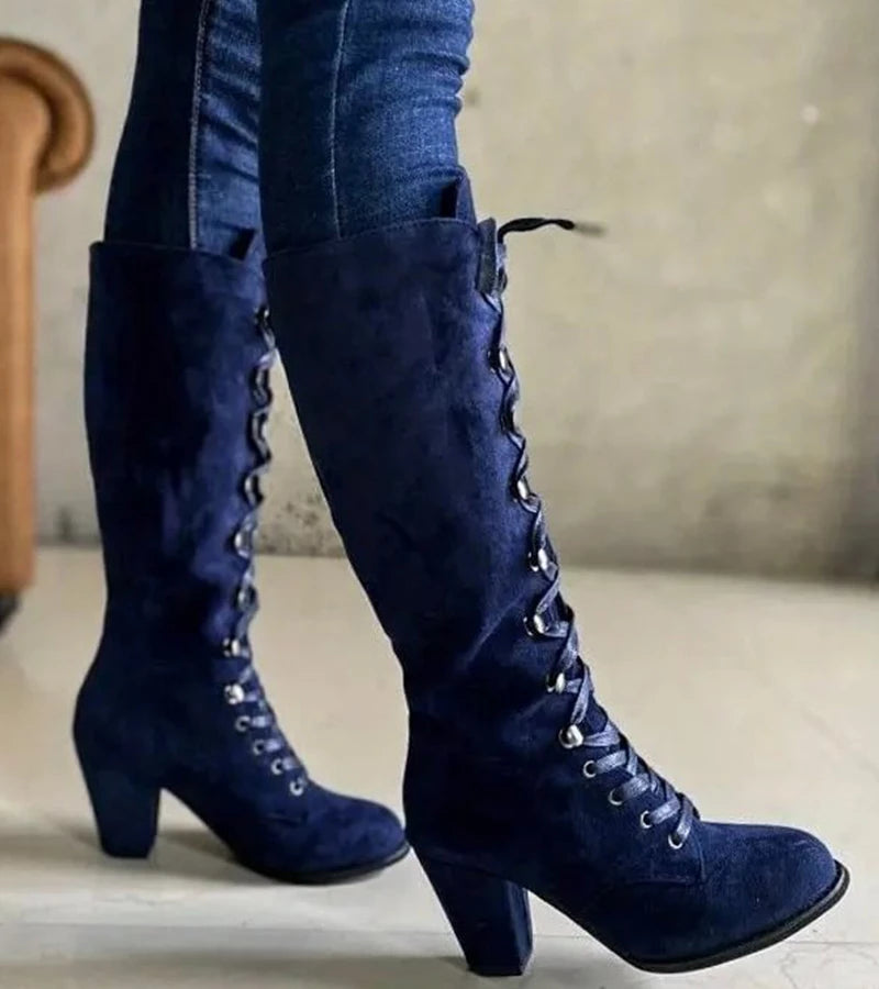 Asmita - Botas De Ante Con Cordones Y Tacón Alto