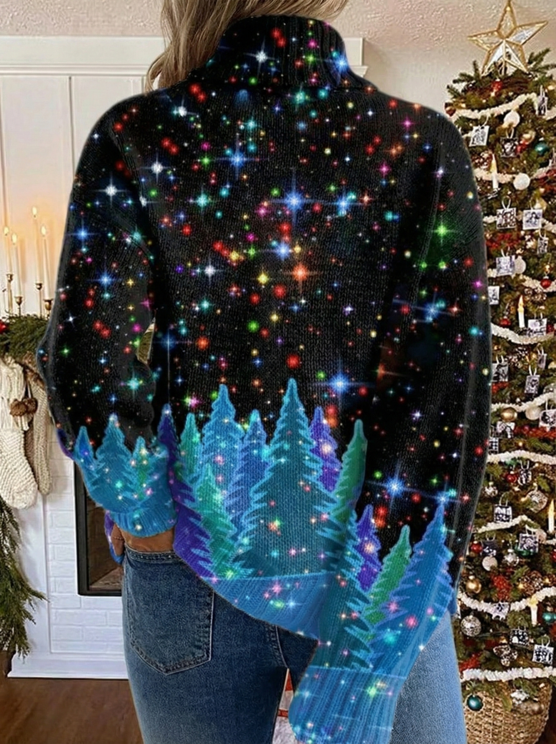 Helda - Jersey Navideño Con Estampado De Estrellas