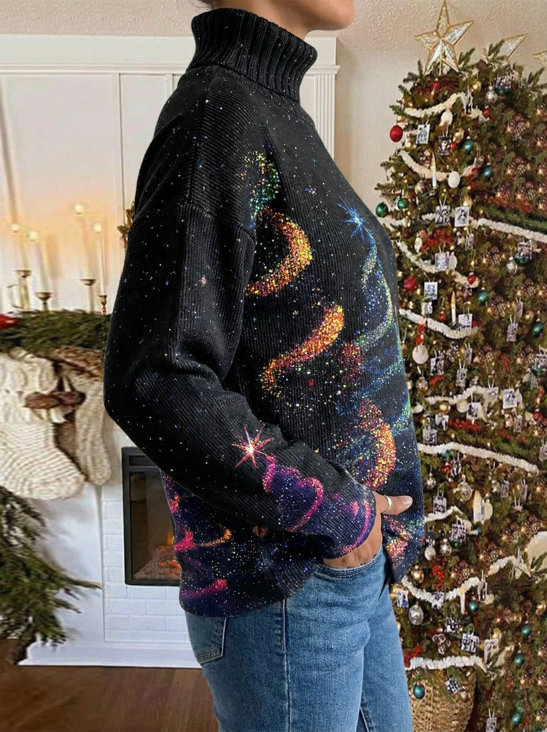 Helda - Jersey Navideño Con Estampado De Estrellas