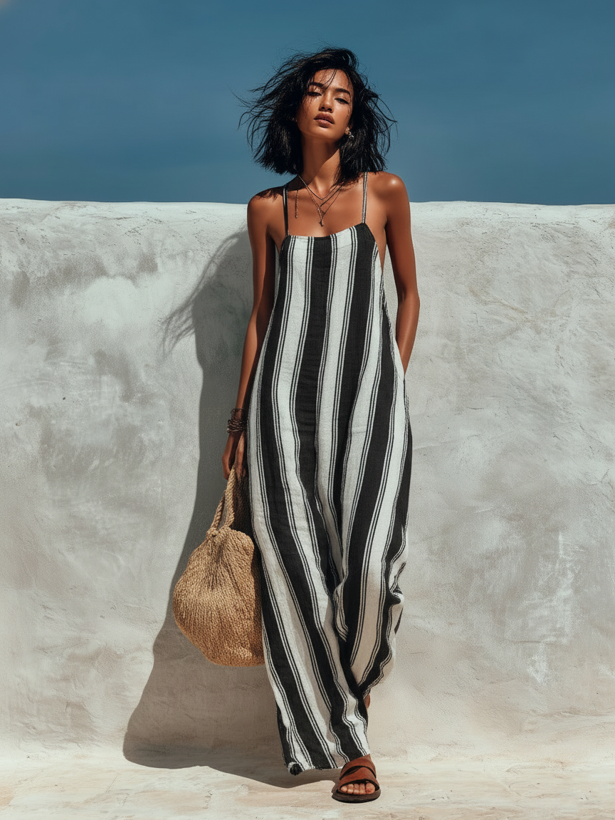 Lyliana - Elegante Mono a Rayas