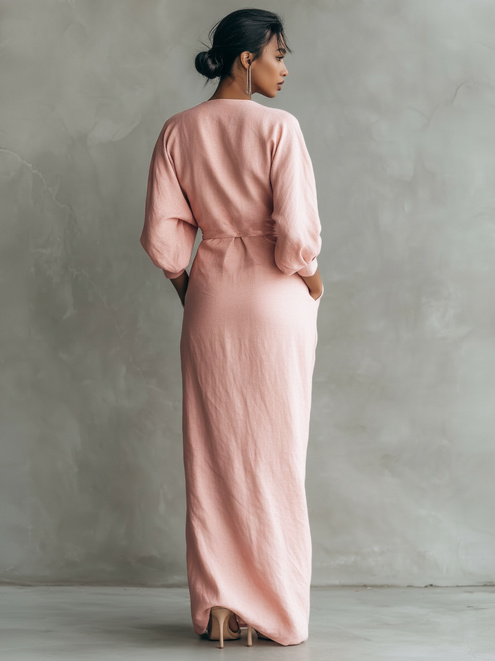 Konika - Vestido Largo Minimalista Con Cuello En V