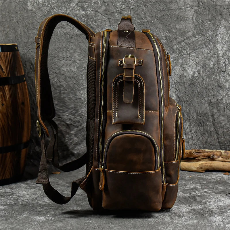 SummitCarry - Mochila De Viaje Vintage De Piel De Vacuno