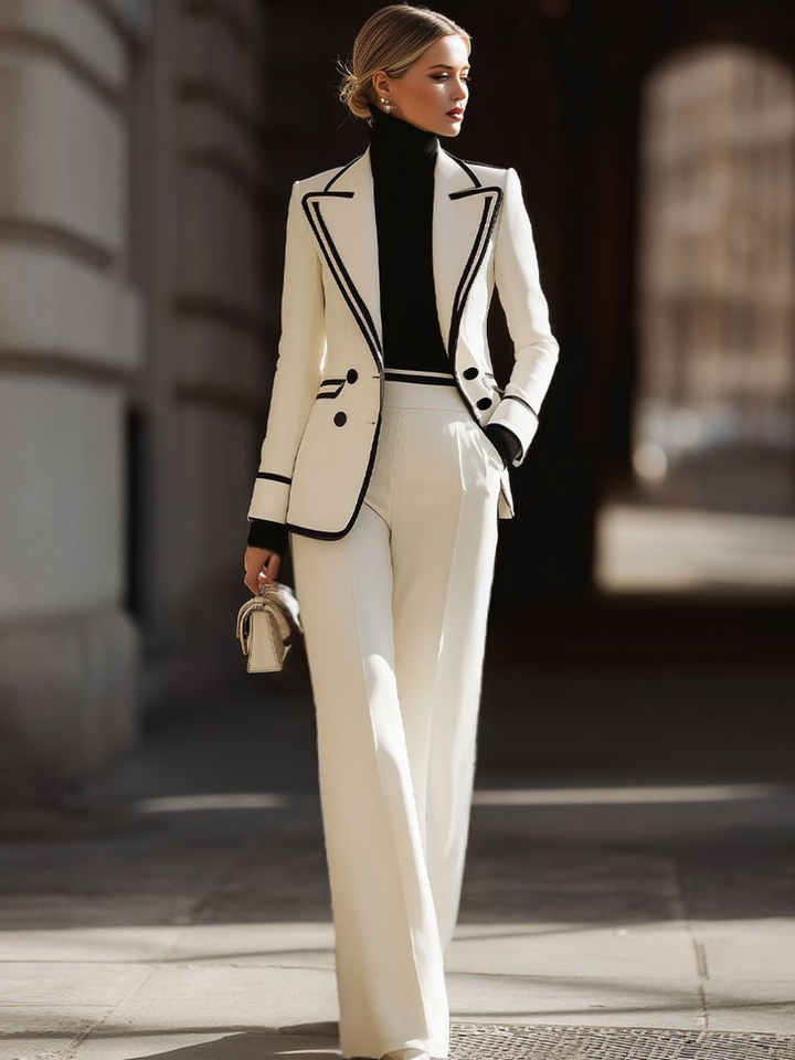 Kaushini - Traje de Dos Piezas Con Pantalones Anchos