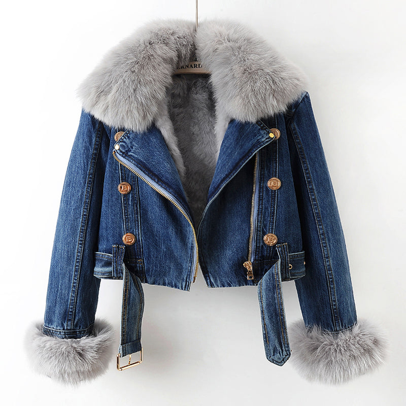 Hilde - Chaqueta Vaquera Ajustada Con Forro De Piel