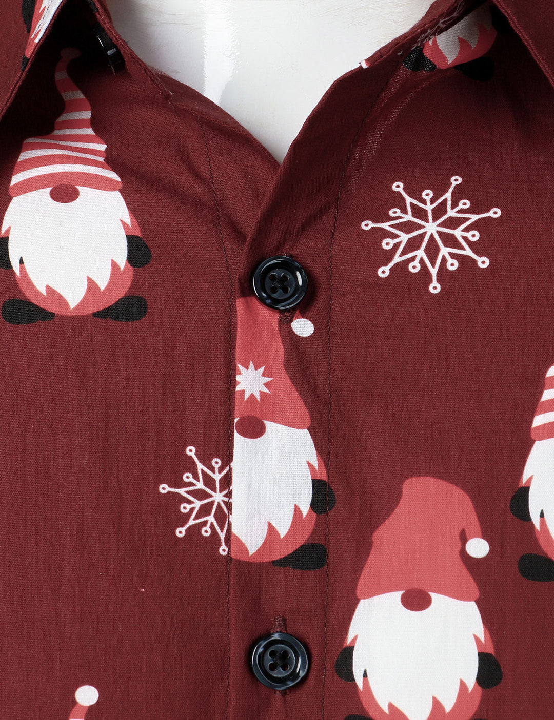 Isaac - Camisa de Manga Larga de Algodón para Hombre, roja y con Motivos Navideños de Elfos
