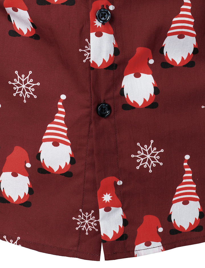 Isaac - Camisa de Manga Larga de Algodón para Hombre, roja y con Motivos Navideños de Elfos