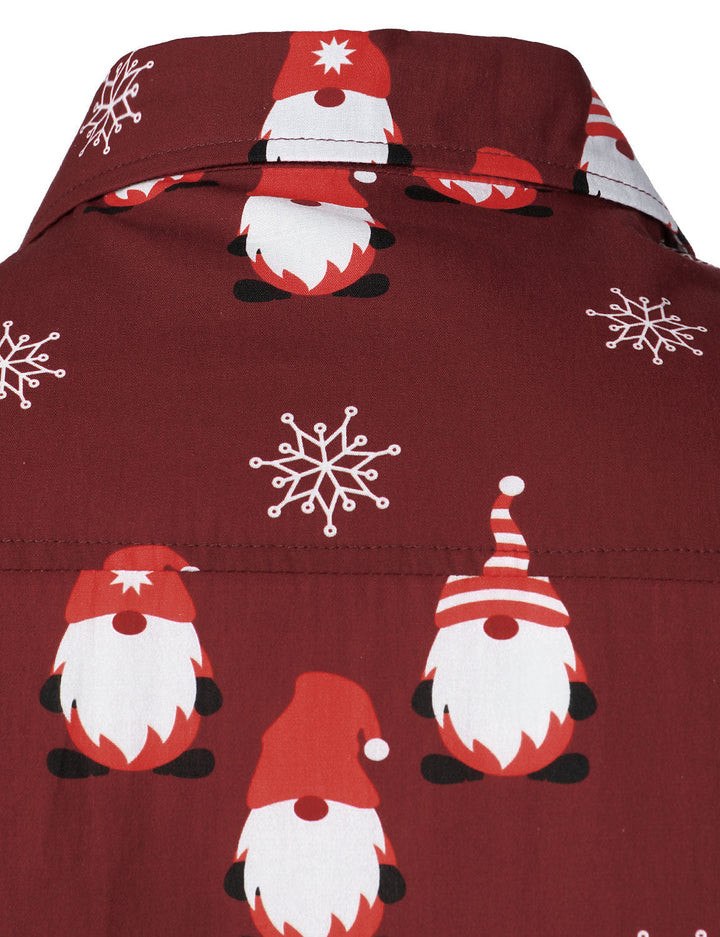 Isaac - Camisa de Manga Larga de Algodón para Hombre, roja y con Motivos Navideños de Elfos