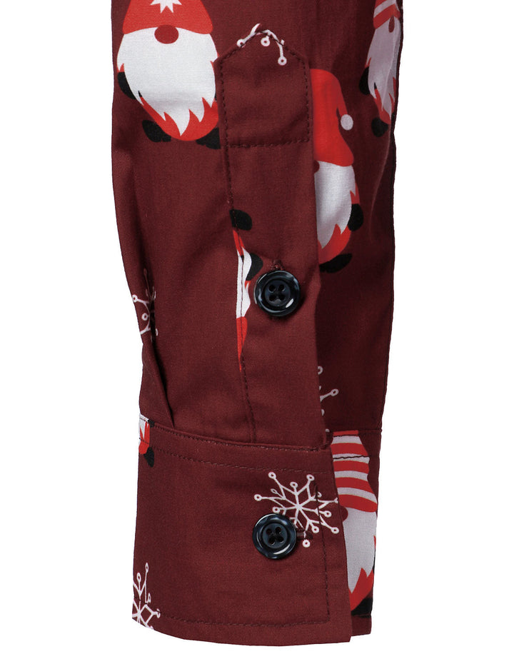 Isaac - Camisa de Manga Larga de Algodón para Hombre, roja y con Motivos Navideños de Elfos