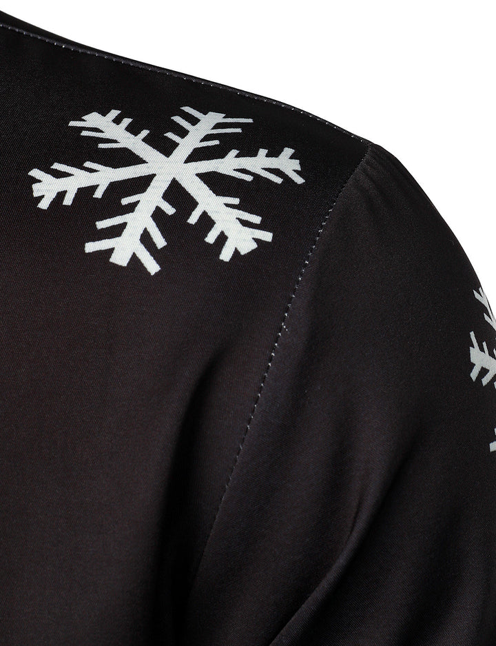 Mathan - Camisa Divertida de manga Larga con Botones para Hombre, color negro, con diseño de Papá Noel
