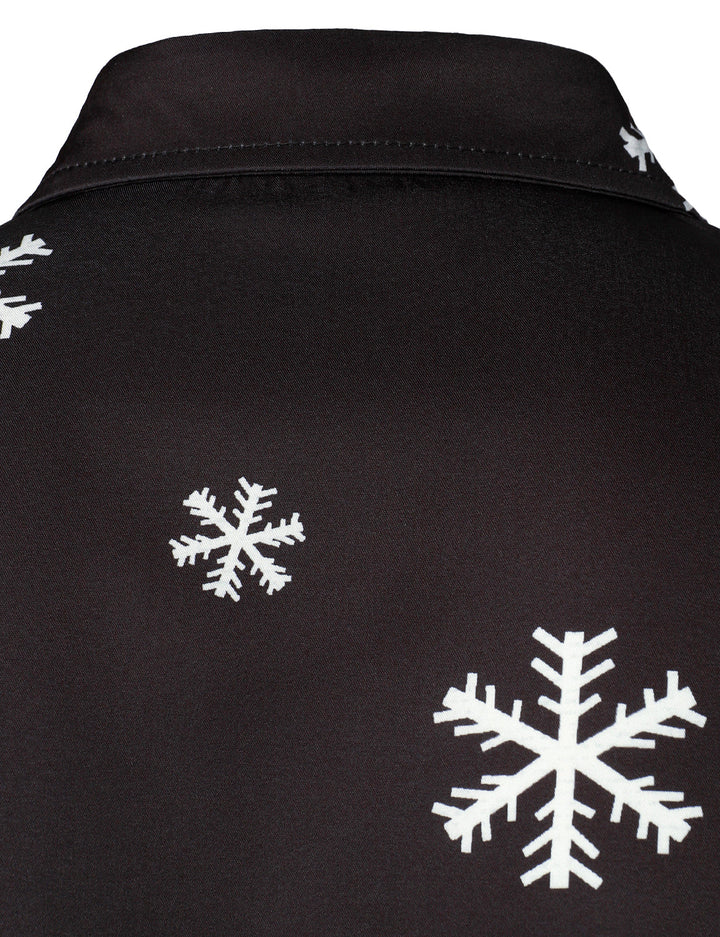 Mathan - Camisa Divertida de manga Larga con Botones para Hombre, color negro, con diseño de Papá Noel