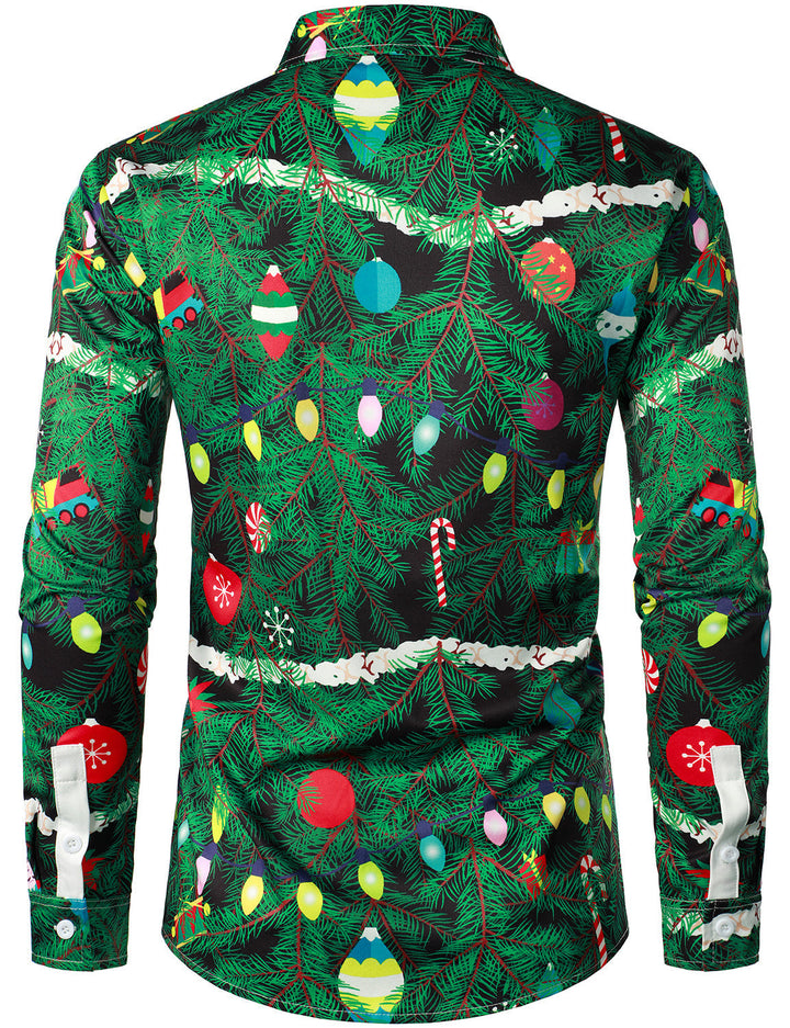 Gason - Camisa de manga larga con Estampado de Camuflaje Navideño para Hombre, corte regular y Diseño Divertido