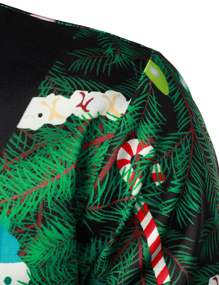 Gason - Camisa de manga larga con Estampado de Camuflaje Navideño para Hombre, corte regular y Diseño Divertido