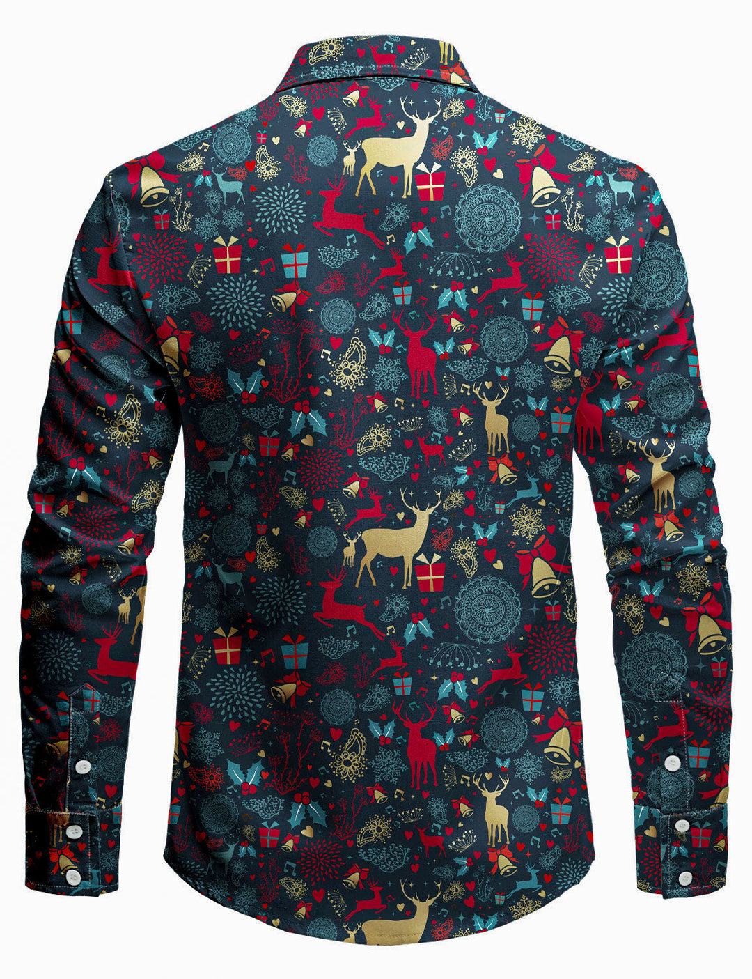 Marshall - Camisa de Manga Larga con Estampado Nintage Navideño de Renos para Hombre