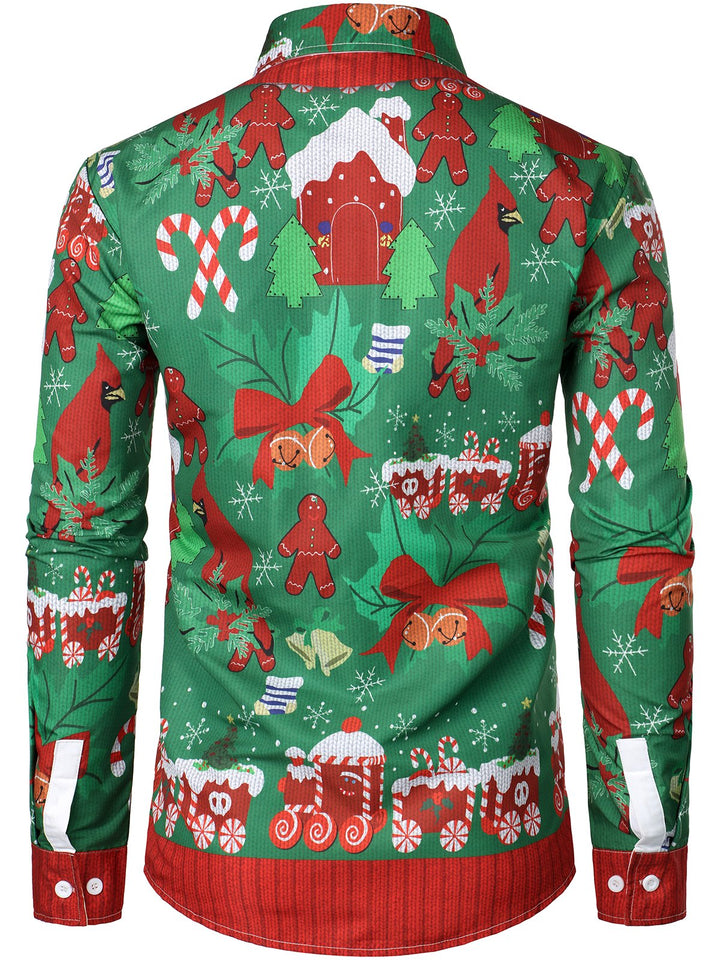 Grant - Camisa Navideña Divertida para Hombre con manga Larga para Fiestas Navideñas